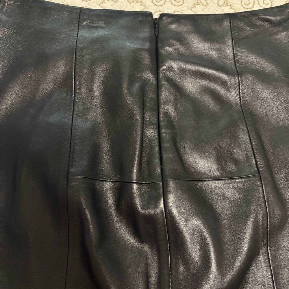 ANTONIO MELANI Black Faux Leather Pencil Skirt with Wrap Detail - Picture 8 of 9
